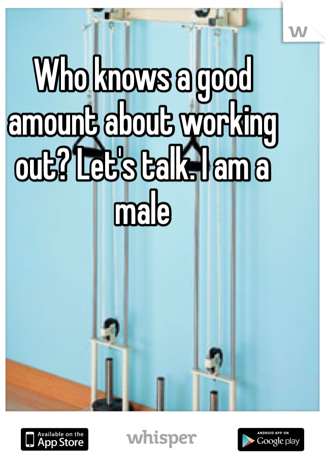 Who knows a good amount about working out? Let's talk. I am a male