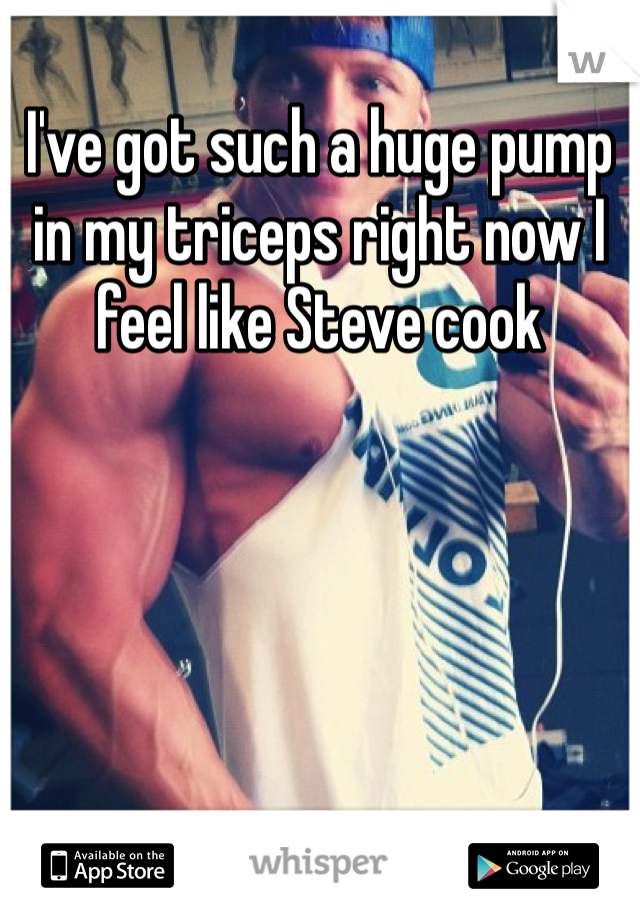 I've got such a huge pump in my triceps right now I feel like Steve cook