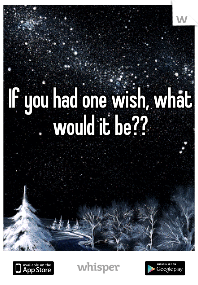 If you had one wish, what would it be??