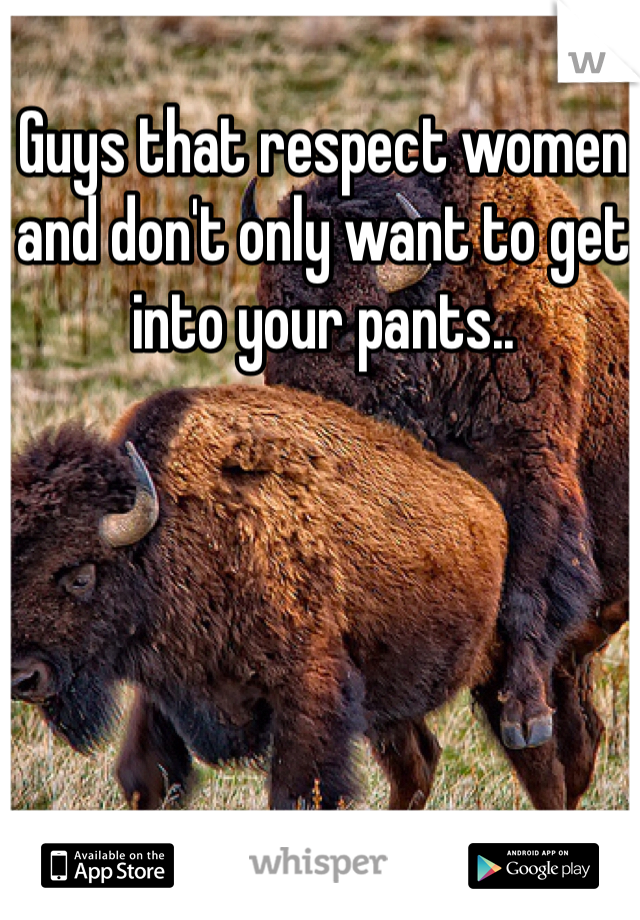Guys that respect women and don't only want to get into your pants..
