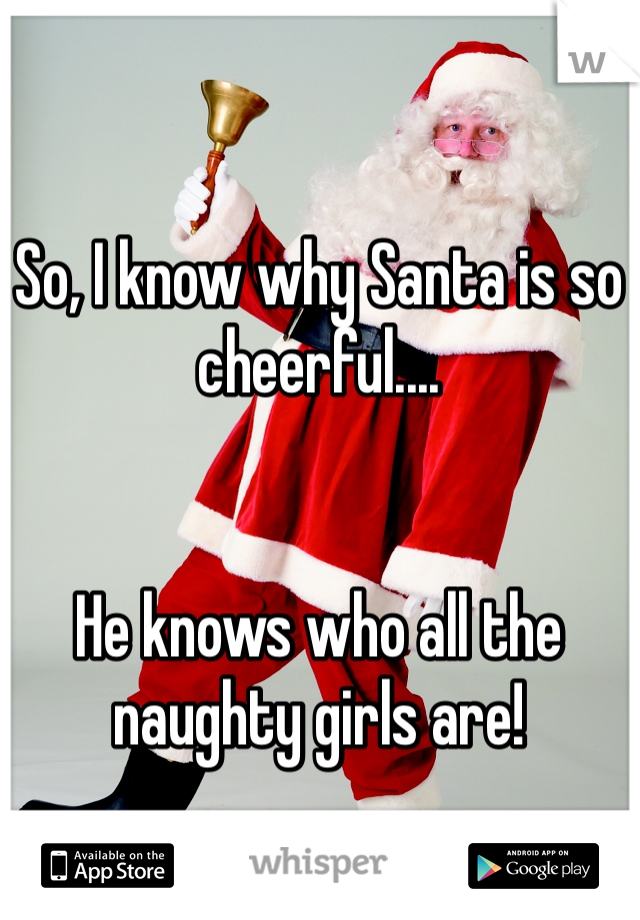 So, I know why Santa is so cheerful....


He knows who all the naughty girls are!