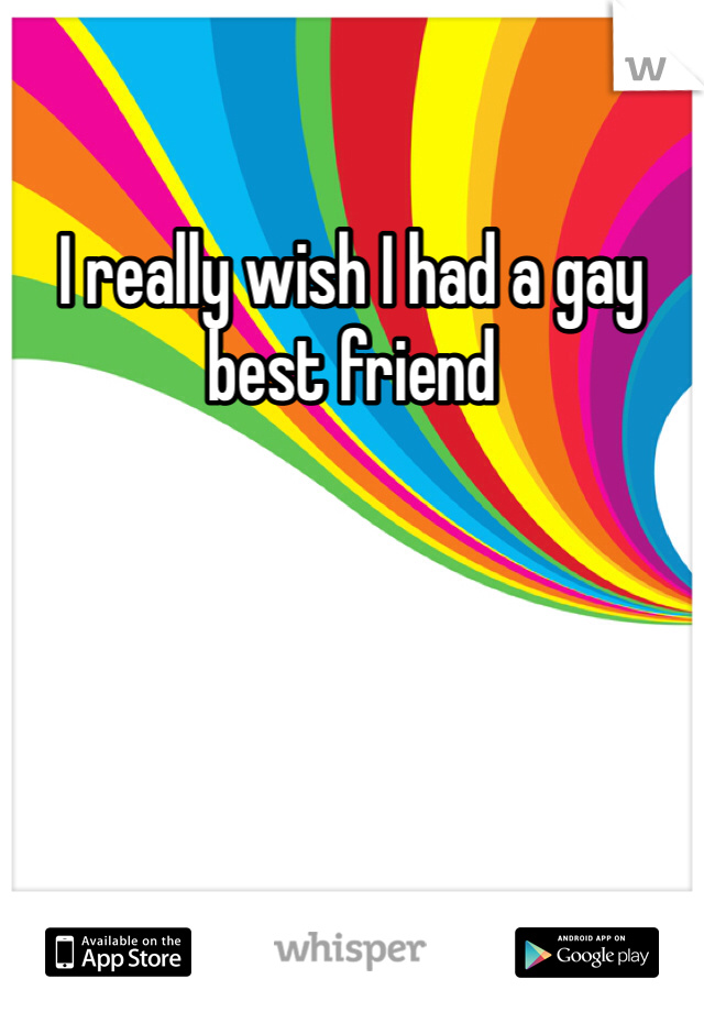 I really wish I had a gay best friend