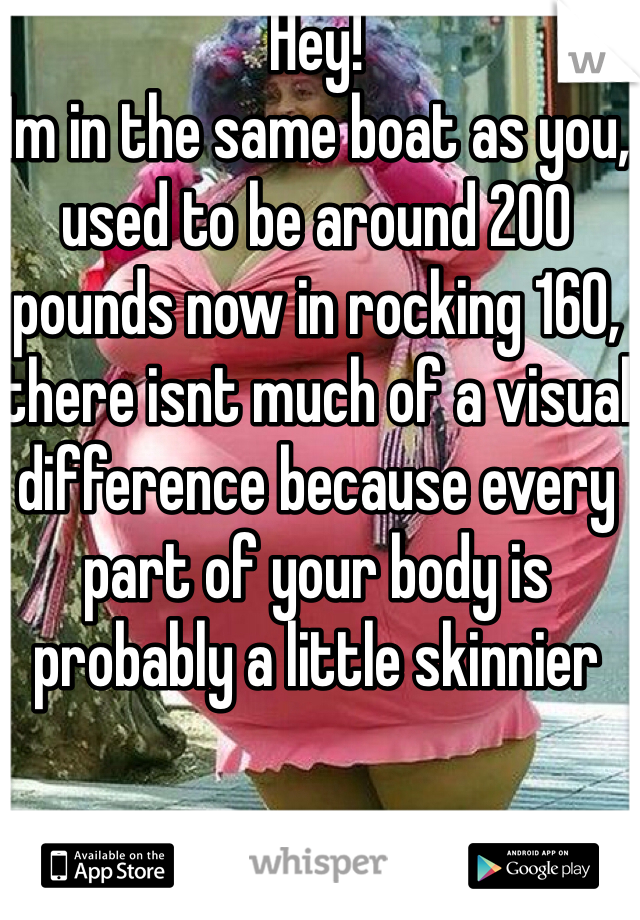 Hey!
Im in the same boat as you, used to be around 200 pounds now in rocking 160, there isnt much of a visual difference because every part of your body is probably a little skinnier