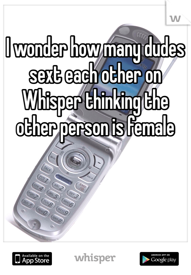 I wonder how many dudes sext each other on Whisper thinking the other person is female