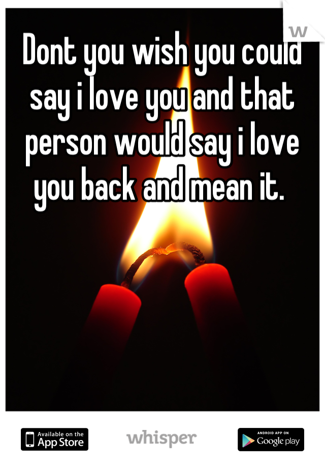 Dont you wish you could say i love you and that person would say i love you back and mean it. 