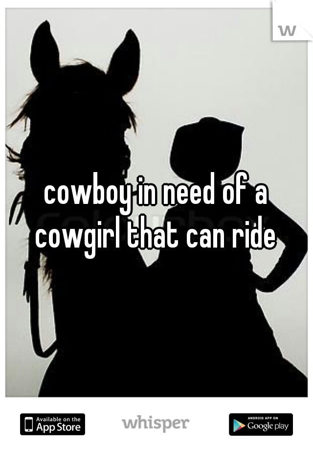 cowboy in need of a cowgirl that can ride 