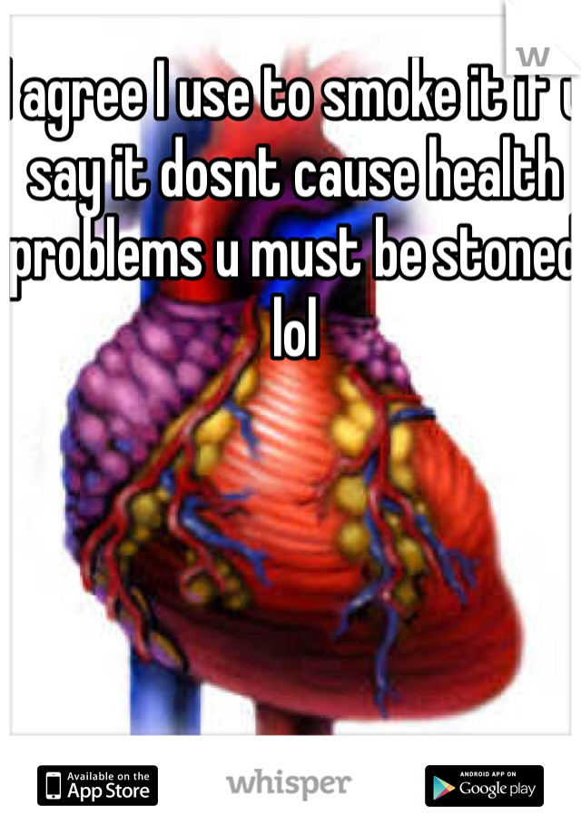 I agree I use to smoke it if u say it dosnt cause health problems u must be stoned lol