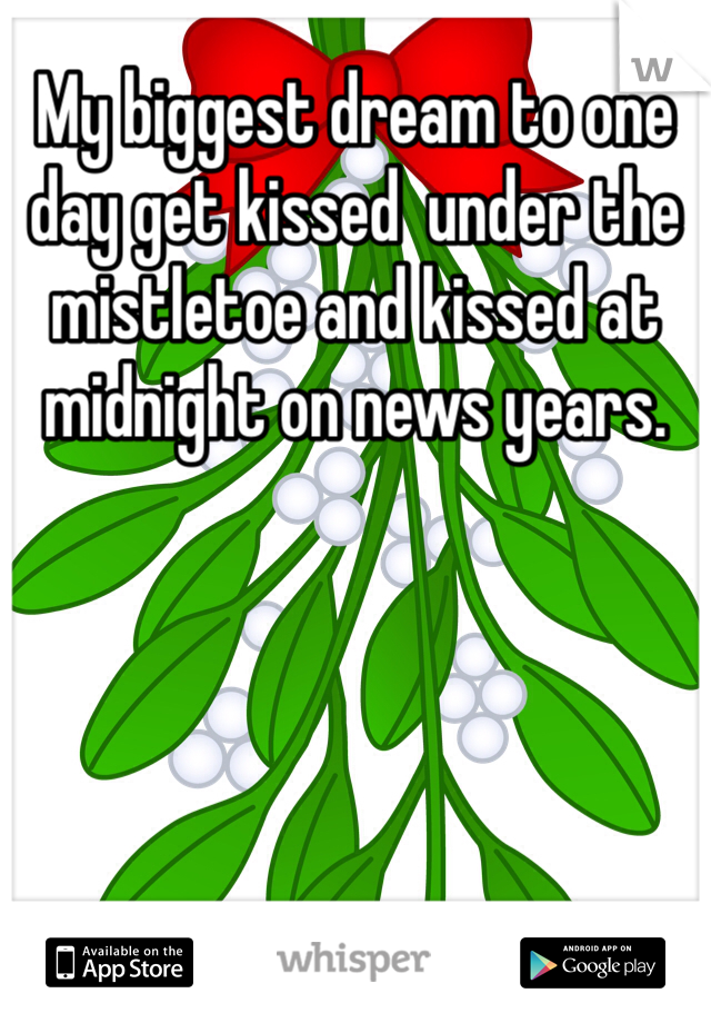 My biggest dream to one day get kissed  under the  mistletoe and kissed at midnight on news years.