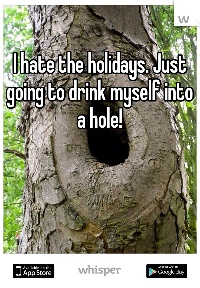 I hate the holidays. Just going to drink myself into a hole!