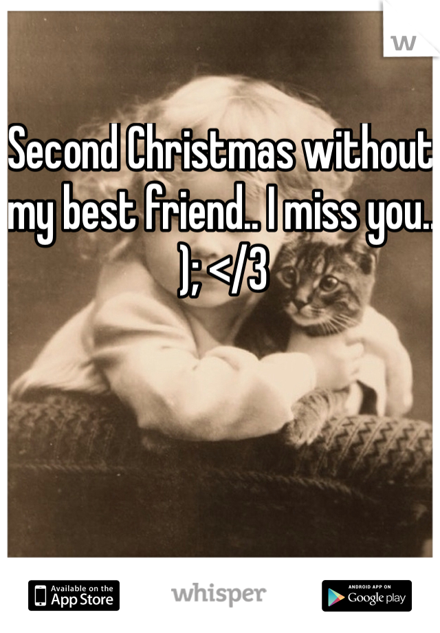 Second Christmas without my best friend.. I miss you.. ); </3