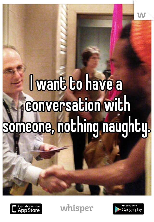 I want to have a conversation with someone, nothing naughty. 