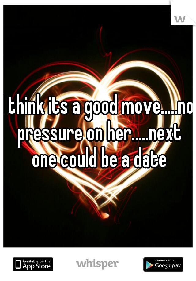 I think its a good move.....no pressure on her.....next one could be a date