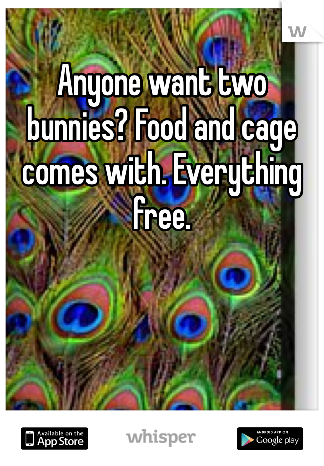Anyone want two bunnies? Food and cage comes with. Everything free.