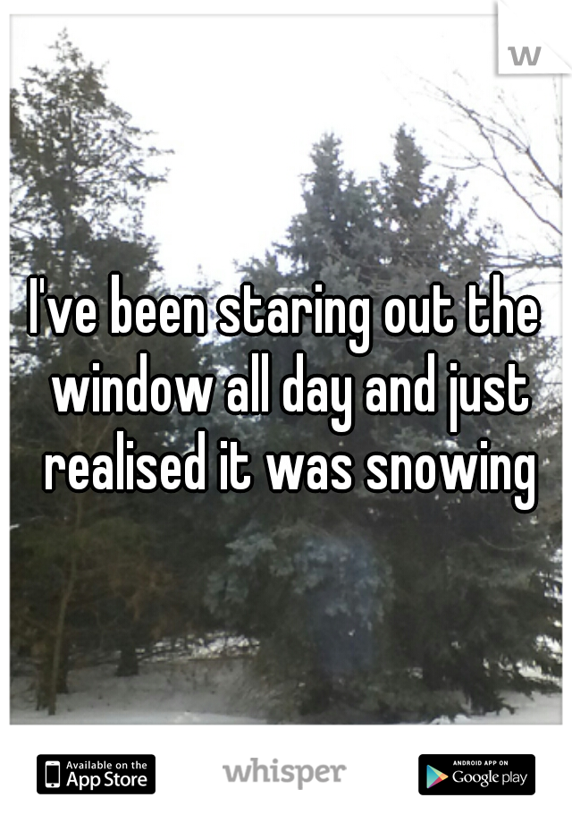 I've been staring out the window all day and just realised it was snowing