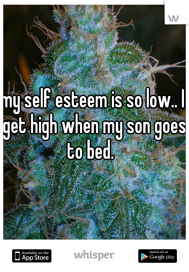 my self esteem is so low.. I get high when my son goes to bed.  