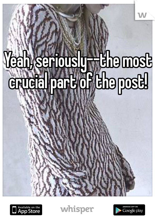 Yeah, seriously--the most crucial part of the post!