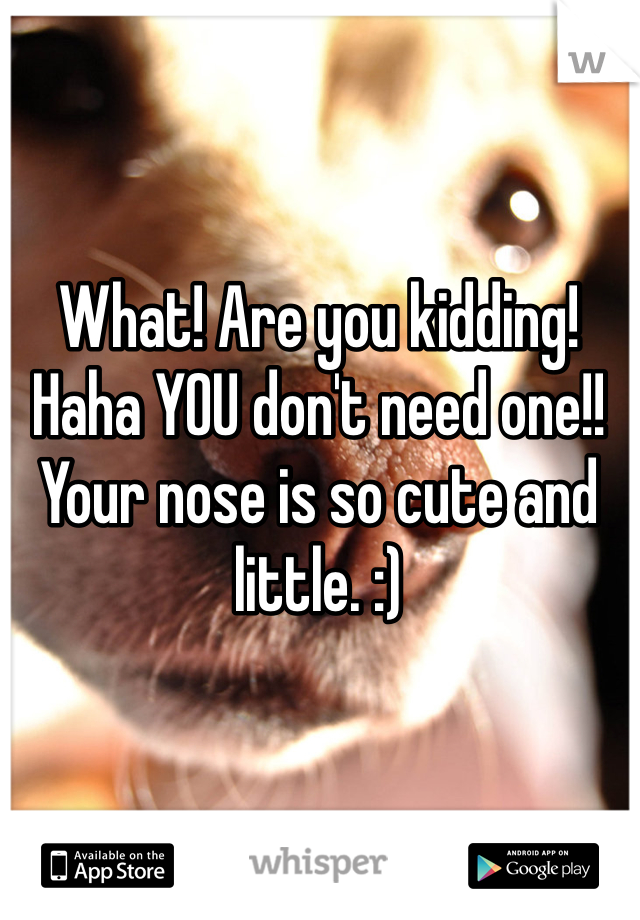 What! Are you kidding! Haha YOU don't need one!! Your nose is so cute and little. :)