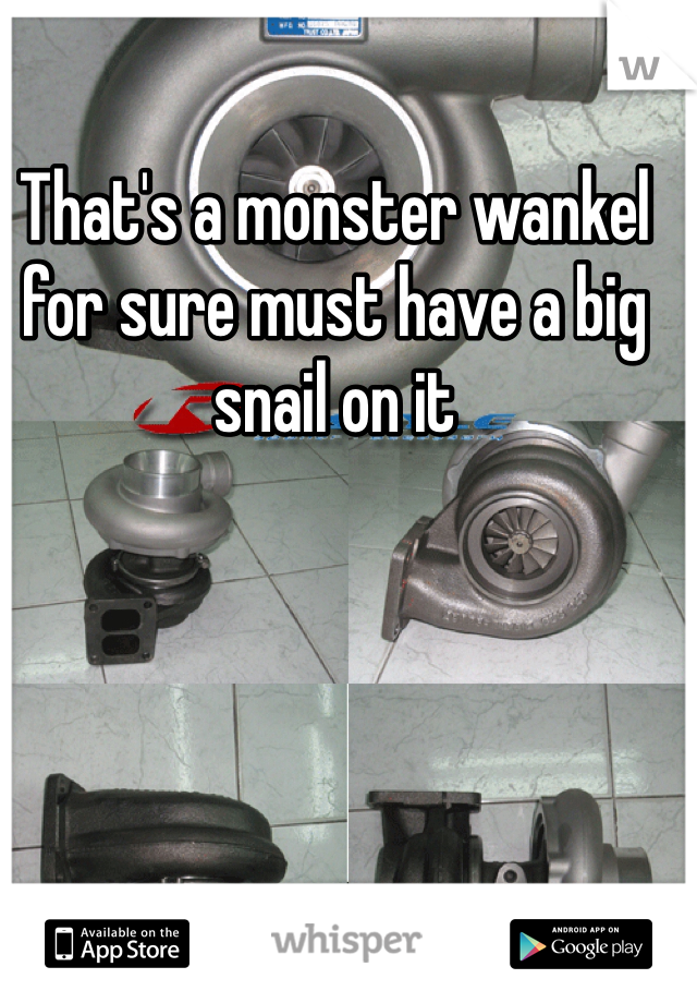 That's a monster wankel for sure must have a big snail on it 