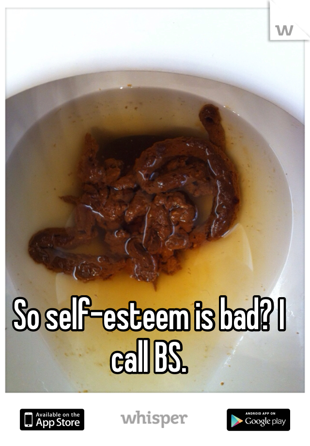 So self-esteem is bad? I call BS.