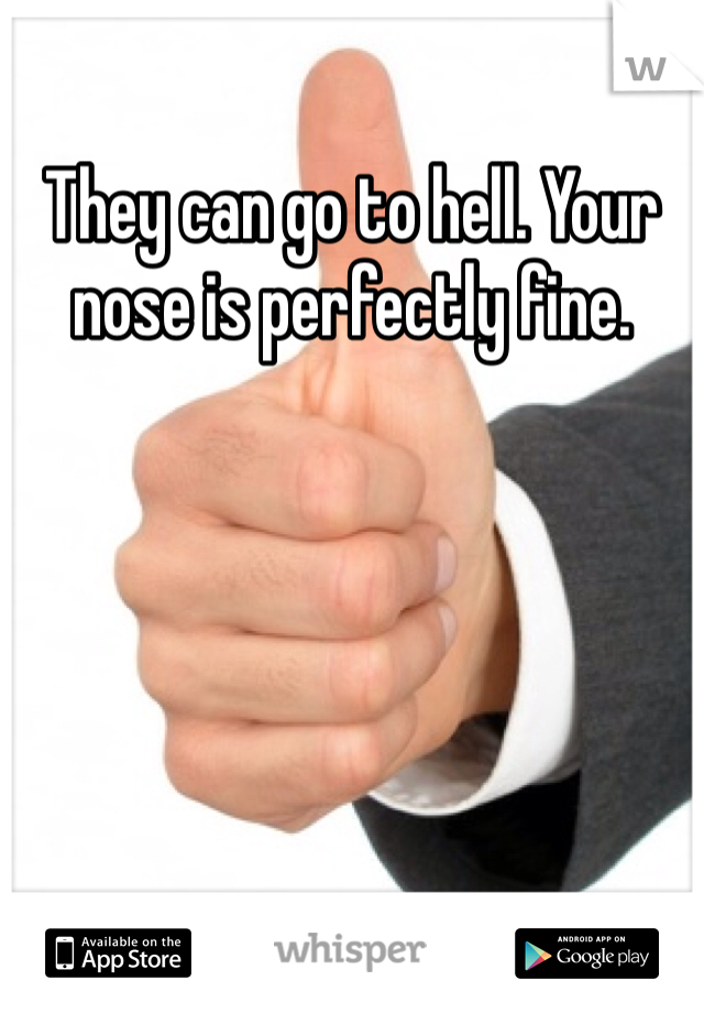They can go to hell. Your nose is perfectly fine.