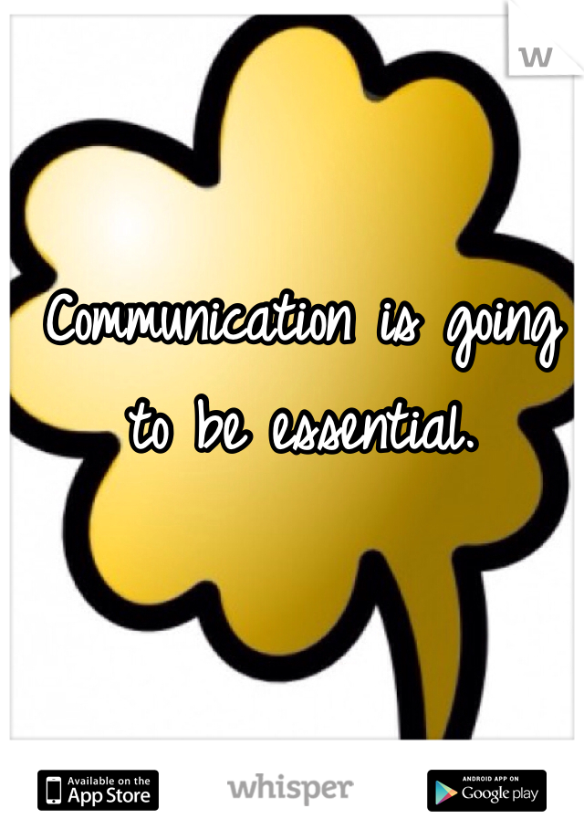 Communication is going to be essential. 
