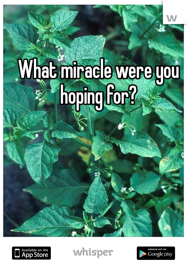 What miracle were you hoping for?
