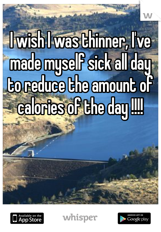 I wish I was thinner, I've made myself sick all day to reduce the amount of calories of the day !!!!