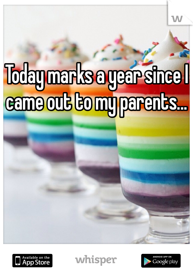 Today marks a year since I came out to my parents... 