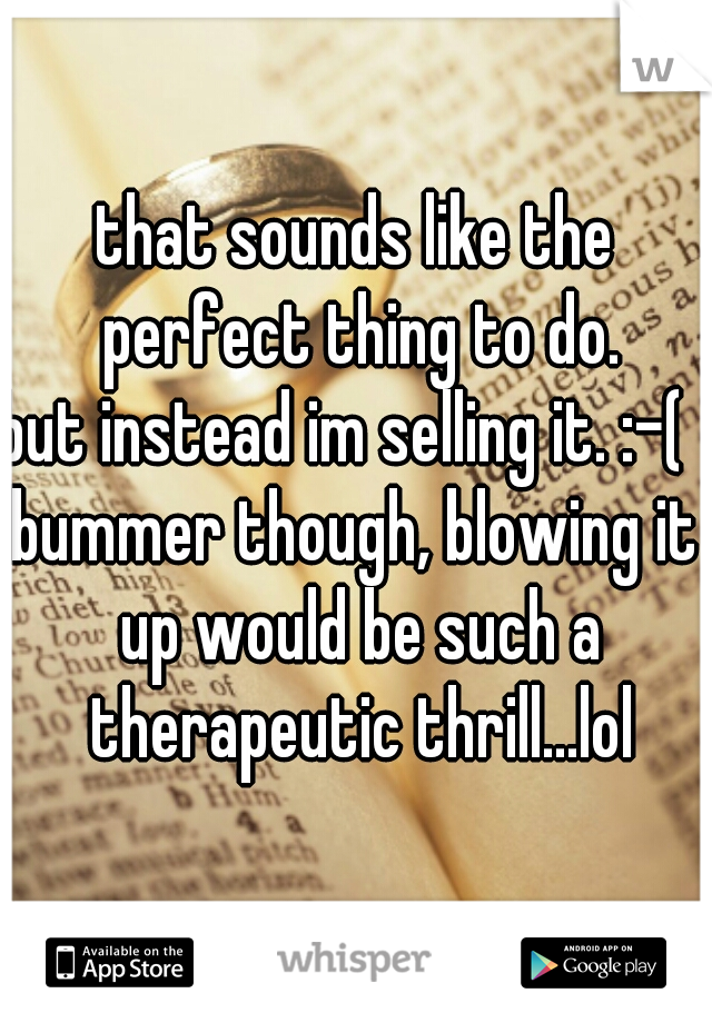 that sounds like the perfect thing to do.
but instead im selling it. :-(   
bummer though, blowing it up would be such a therapeutic thrill...lol