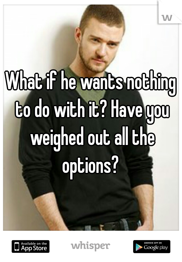 What if he wants nothing to do with it? Have you weighed out all the options? 