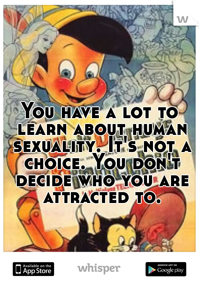 You have a lot to learn about human sexuality. It's not a choice. You don't decide who you are attracted to.
