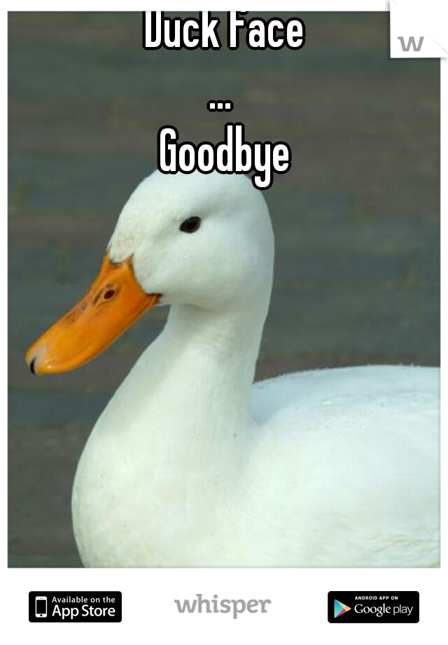 Duck face
... 
Goodbye