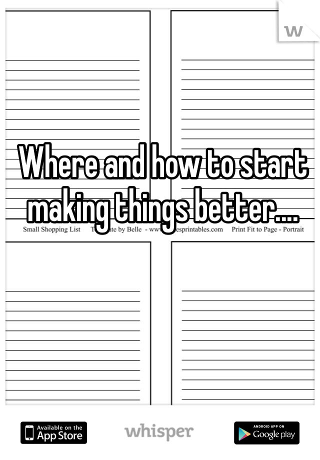 Where and how to start making things better....