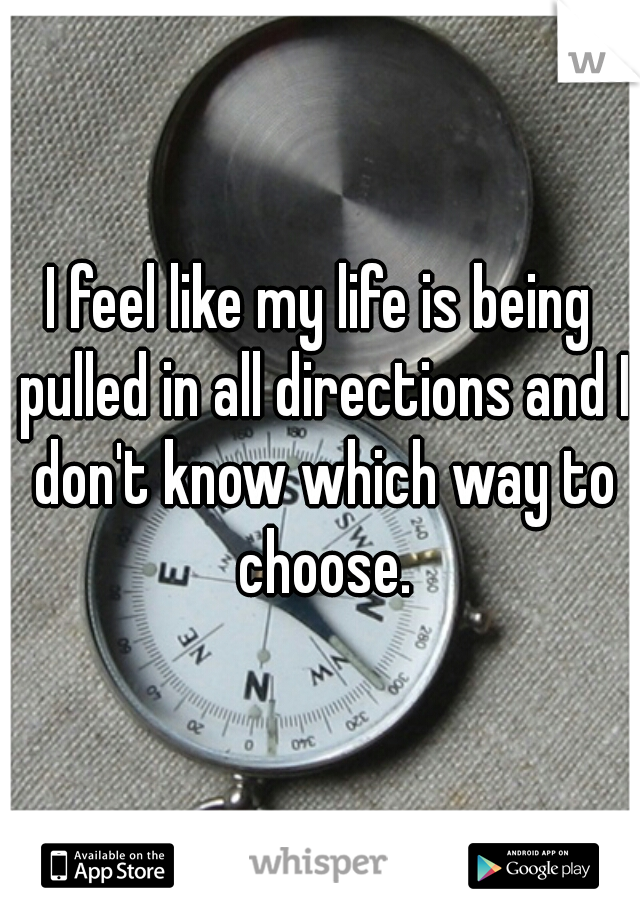 I feel like my life is being pulled in all directions and I don't know which way to choose.