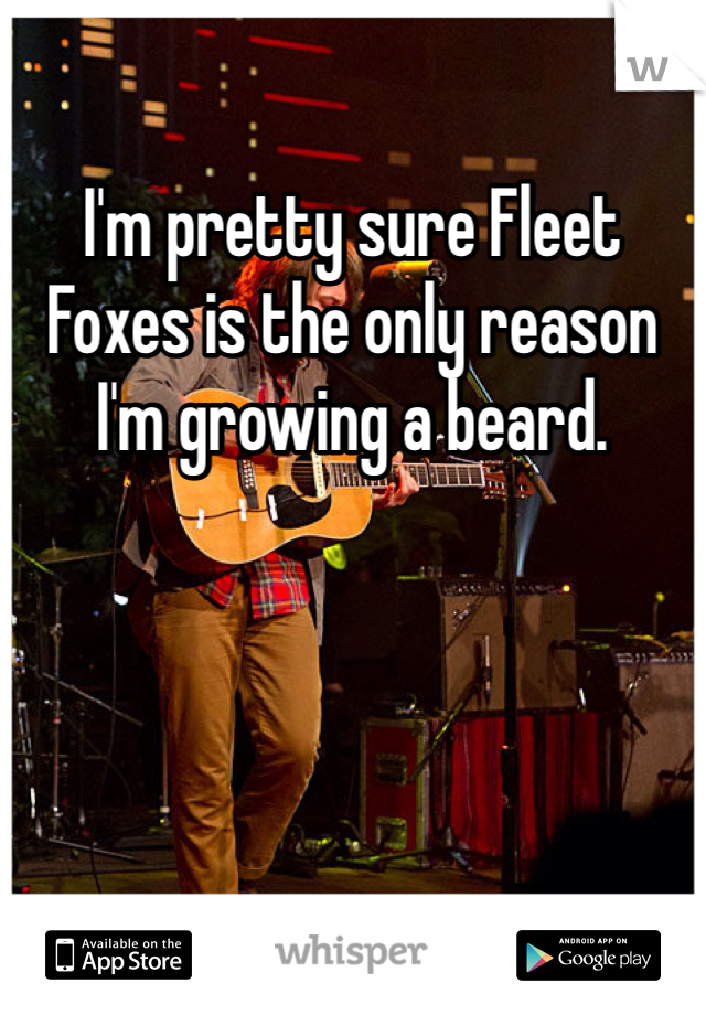 I'm pretty sure Fleet Foxes is the only reason I'm growing a beard. 
