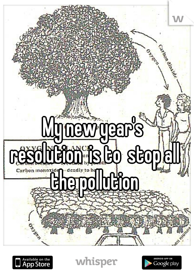 My new year's resolution is to stop all the pollution

