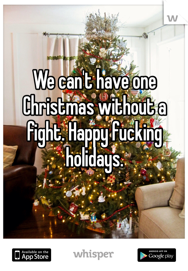We can't have one Christmas without a fight. Happy fucking holidays. 
