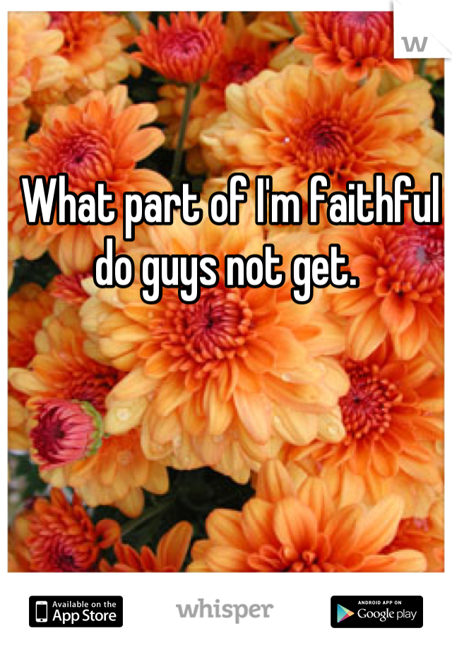 What part of I'm faithful do guys not get. 