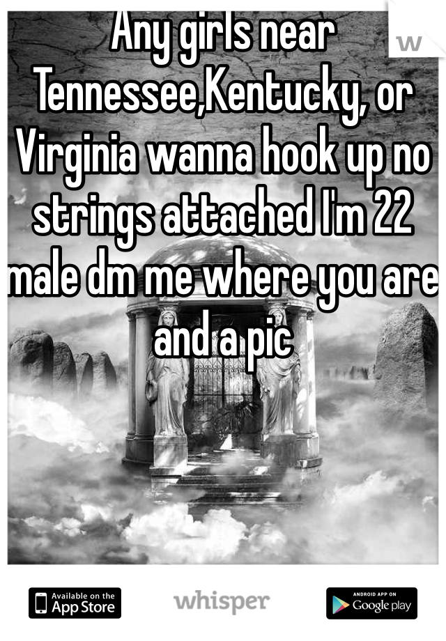 Any girls near Tennessee,Kentucky, or Virginia wanna hook up no strings attached I'm 22 male dm me where you are and a pic
