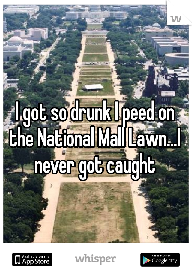 I got so drunk I peed on the National Mall Lawn...I never got caught