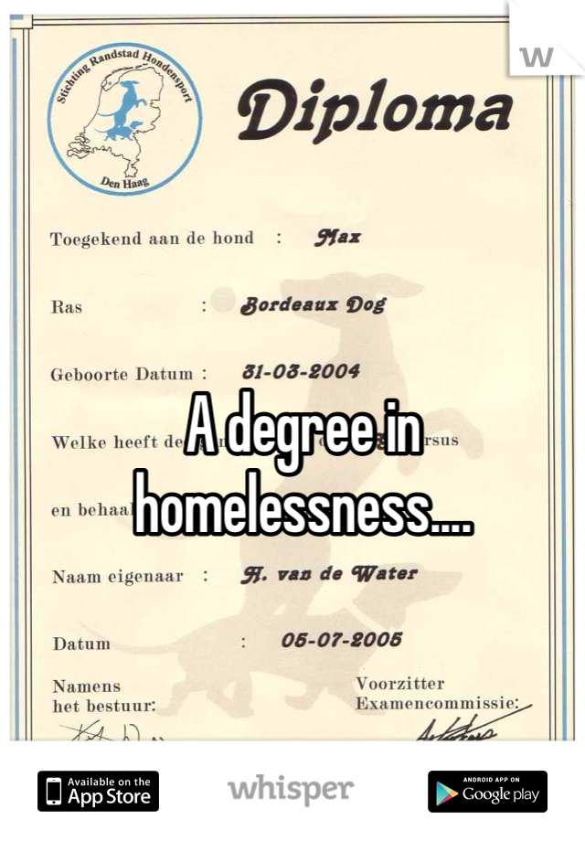 A degree in homelessness....