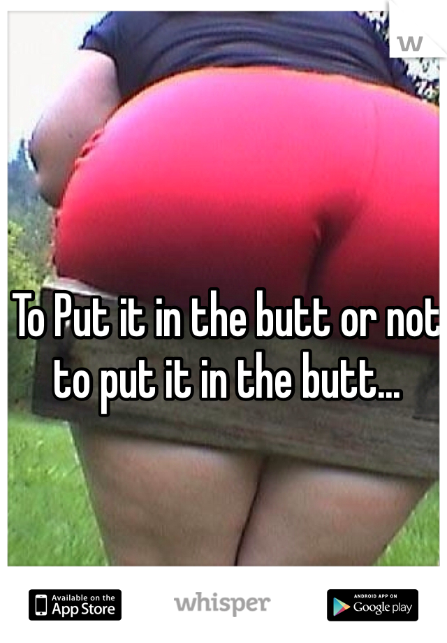 To Put it in the butt or not to put it in the butt...