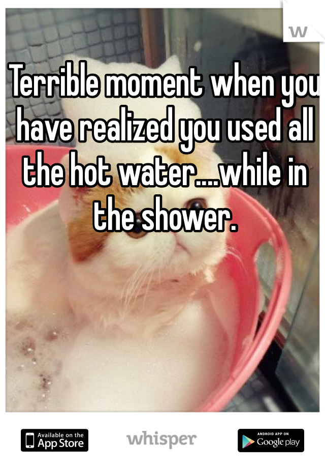 Terrible moment when you have realized you used all the hot water....while in the shower. 