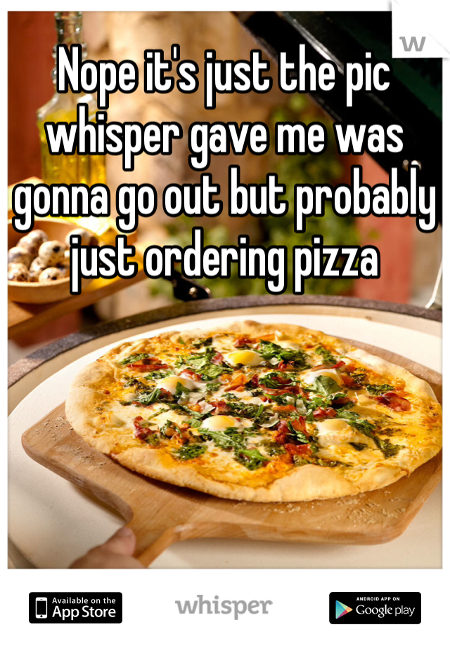 Nope it's just the pic whisper gave me was gonna go out but probably just ordering pizza