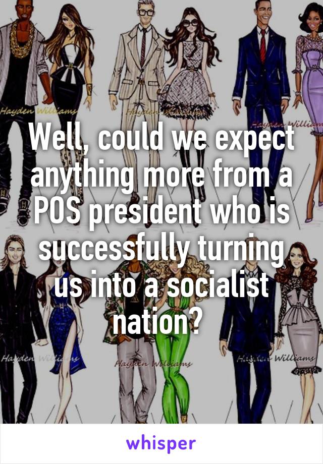 Well, could we expect anything more from a POS president who is successfully turning us into a socialist nation? 