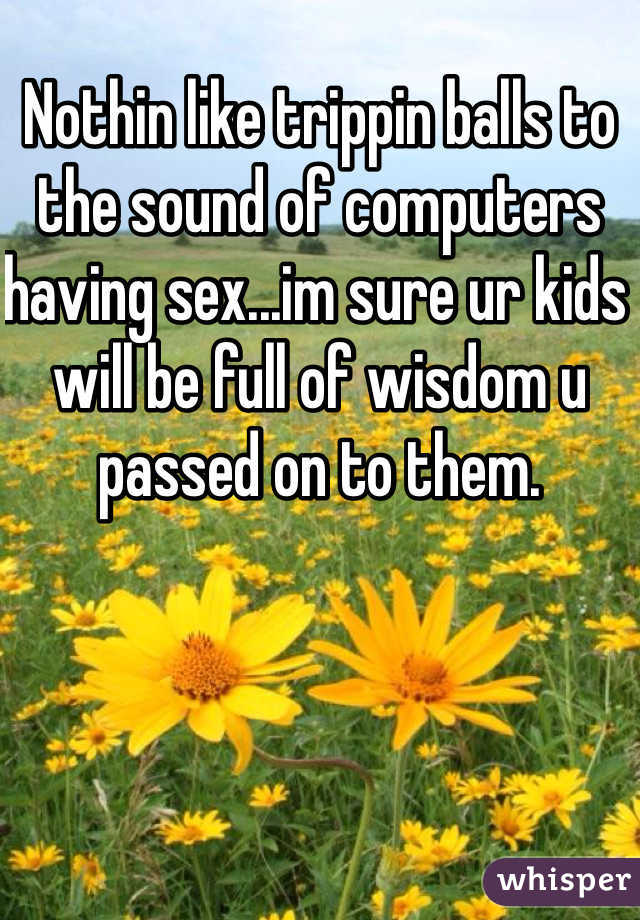 Nothin like trippin balls to the sound of computers having sex...im sure ur kids will be full of wisdom u passed on to them.