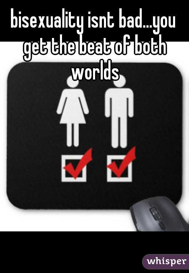 bisexuality isnt bad...you get the beat of both worlds