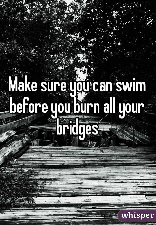 Make sure you can swim before you burn all your bridges 
