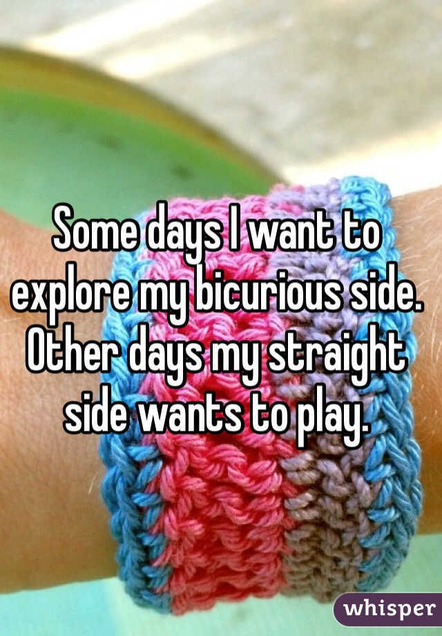 Some days I want to explore my bicurious side. Other days my straight side wants to play.