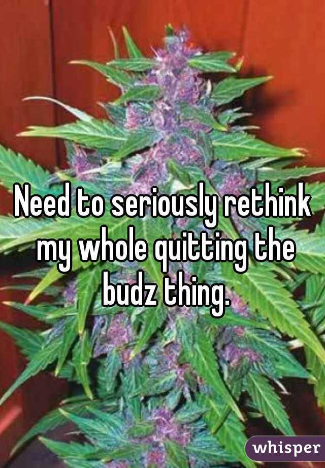 Need to seriously rethink my whole quitting the budz thing.